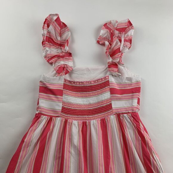J. Crew Pink Candy Striped Ruffle Strap Midi Dress 10 - Picture 6 of 8